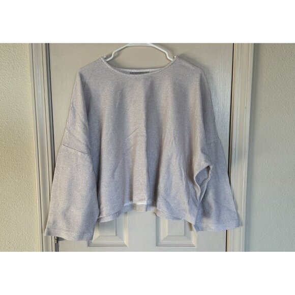 Bryn‎ Walker 3/4 Sleeve Boxy Crop Women's Ivory Top Blouse Scoop Neck Size S /u1 - Picture 1 of 8